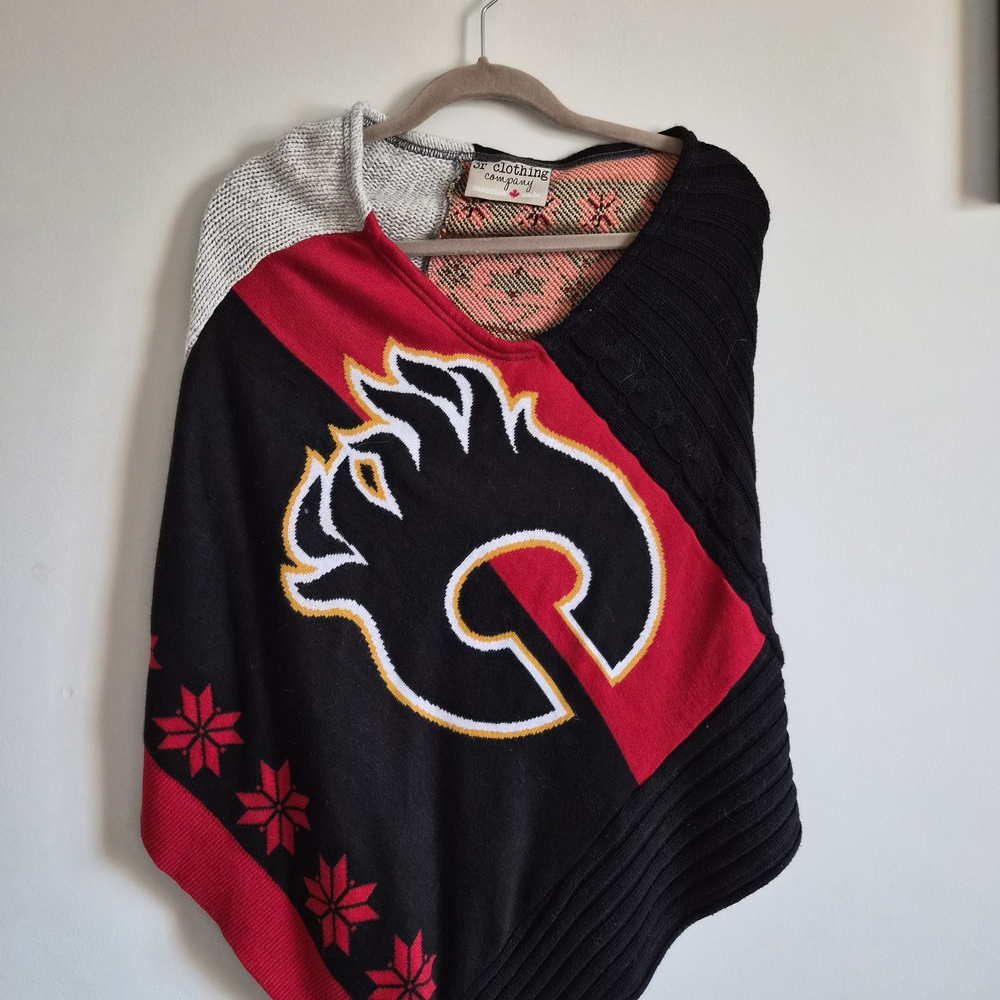 Black and Red Graphic Poncho